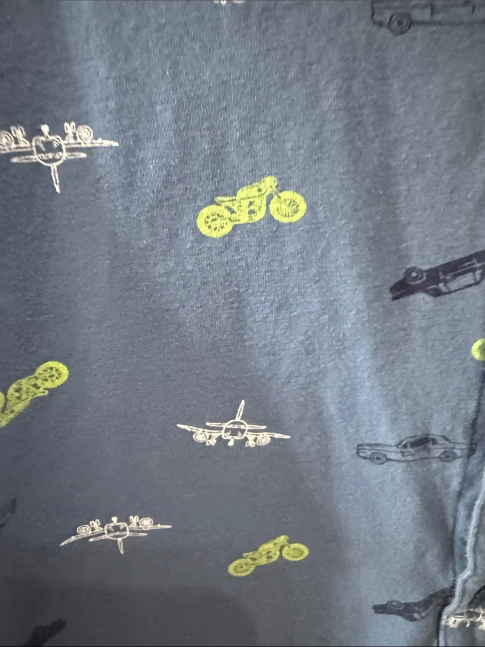 Andy & Evan Blue Short-Sleeve Button Shirt motorcycles, airplanes cars 8 cotton